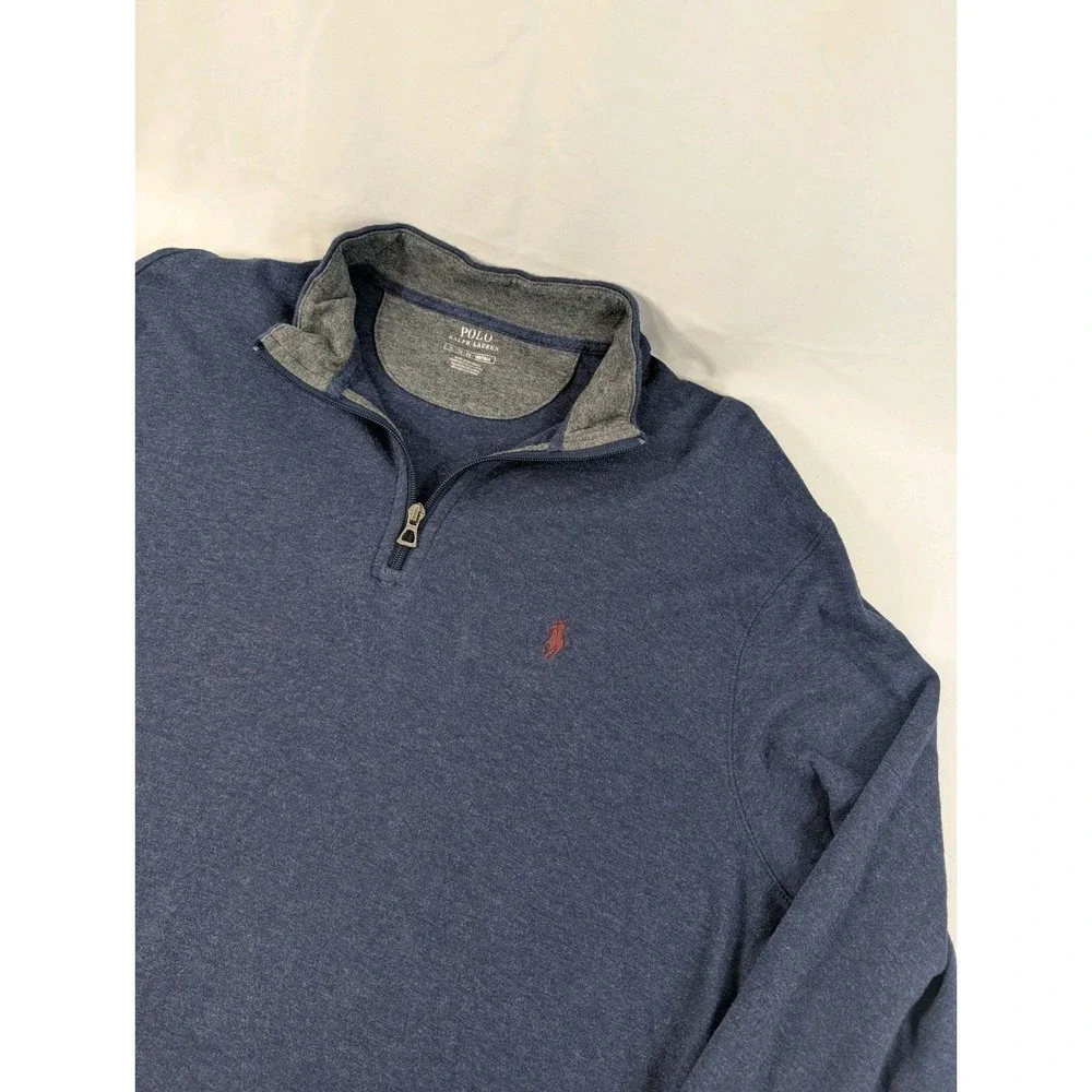 Polo Ralph Lauren Quarter Zip  XL Blue Cotton Blend‎ Performance Soft Pullover